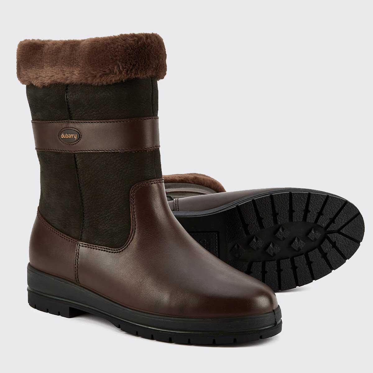 DUBARRY Foxrock Fur Lined Country Boots - Womens - Black/Brown - Image 3