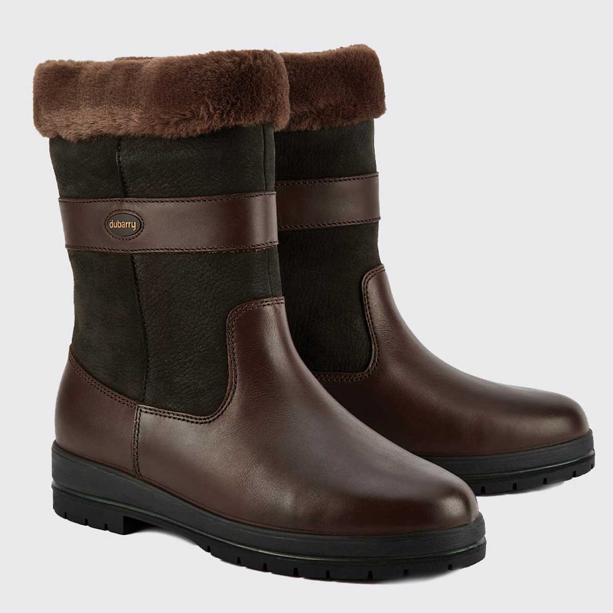 DUBARRY Foxrock Fur Lined Country Boots - Womens - Black/Brown - Image 7