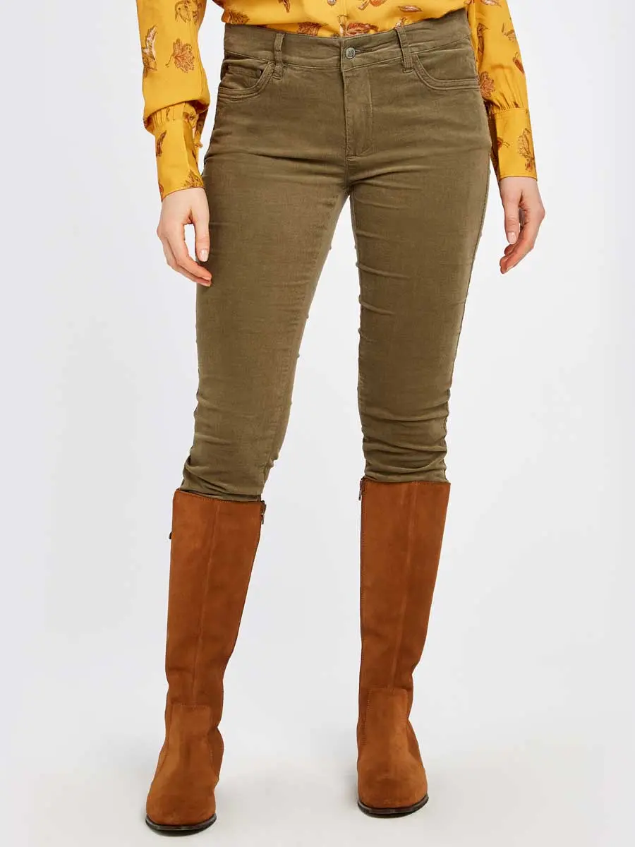 DUBARRY Honeysuckle Ladies Skinny Pincord Jeans - Dusky Green - Image 2