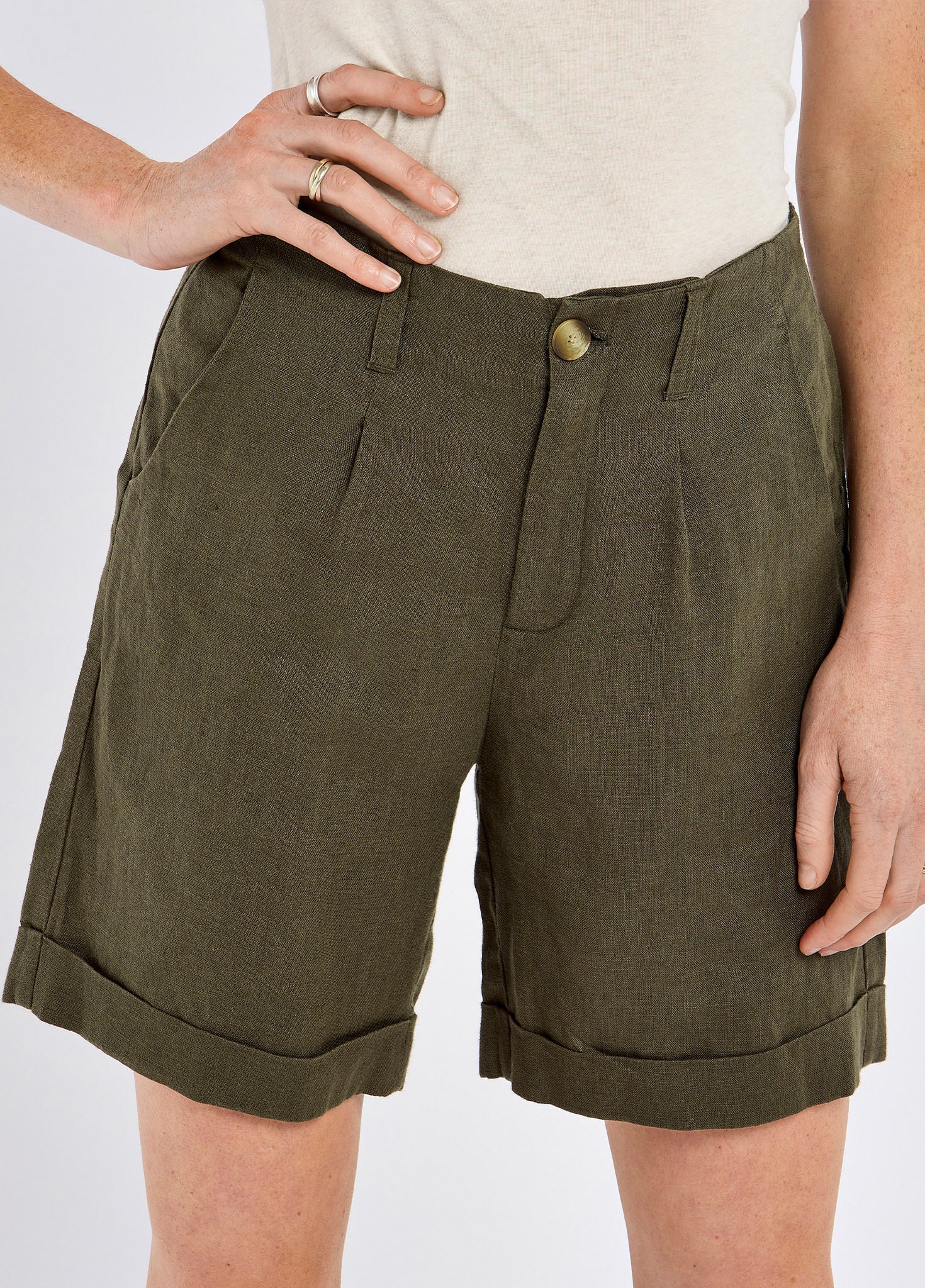 DUBARRY Maryland Women’s Linen Shorts - Khaki - Image 3