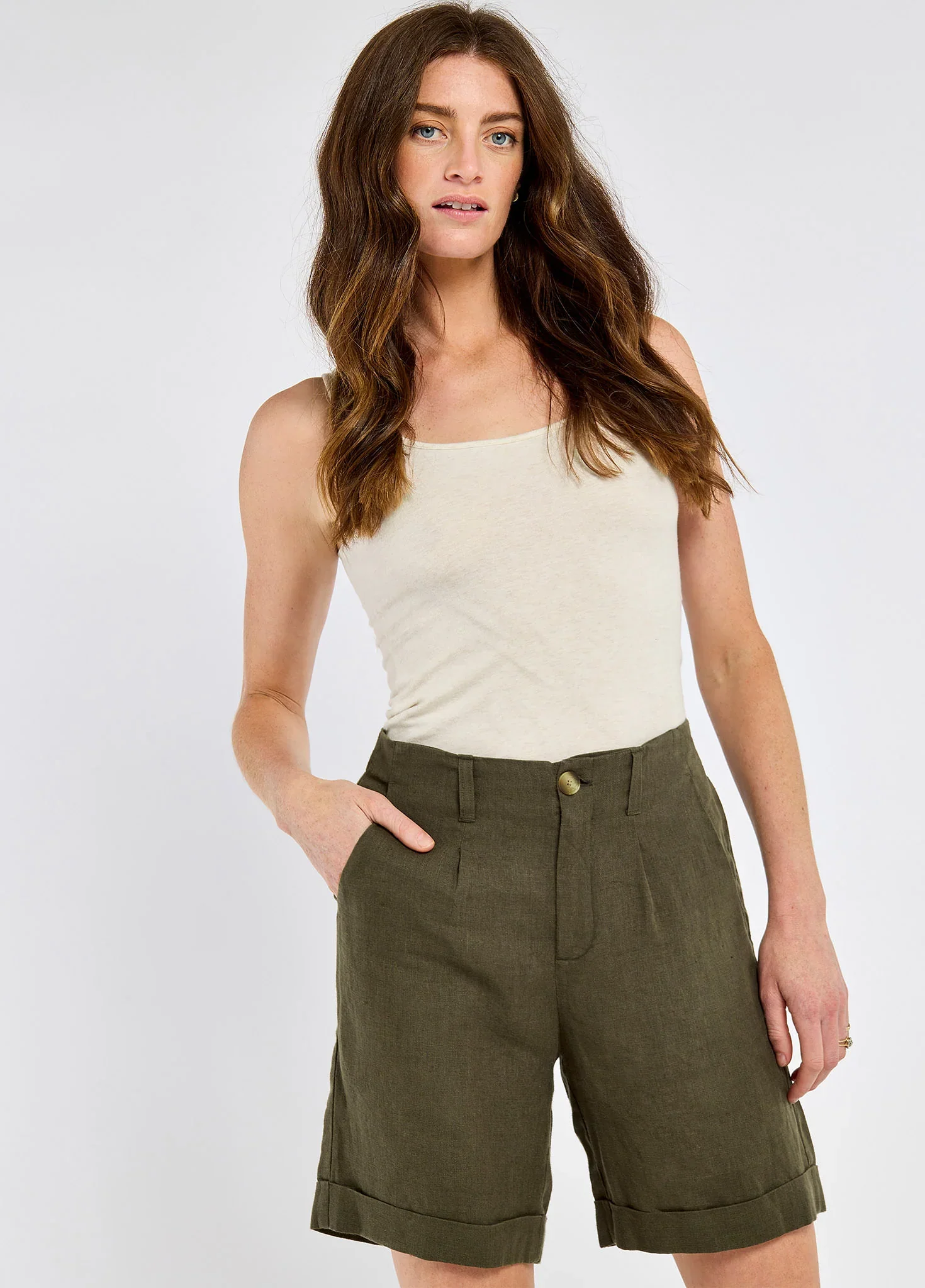 DUBARRY Maryland Women’s Linen Shorts - Khaki - Image 5