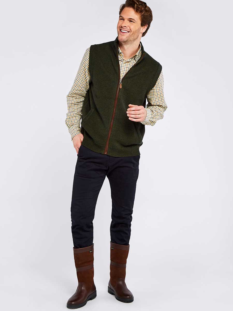 DUBARRY Upperwood Wool Blend Knit Gilet - Men's - Olive - Image 4