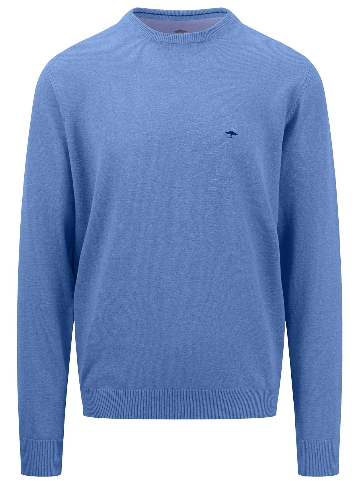 FYNCH HATTON Crew Neck Sweater - Men's Fine Knit – Crystal Blue