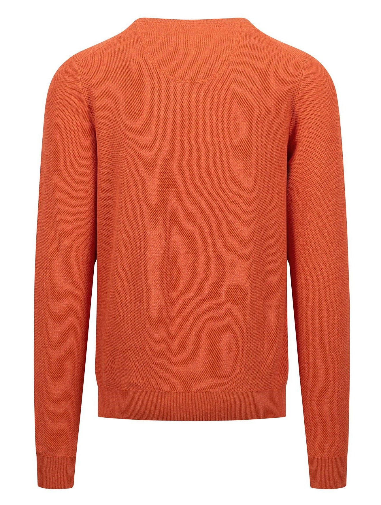 FYNCH HATTON Crew Neck Sweater - Men's Fine Knit – Rust - Image 2