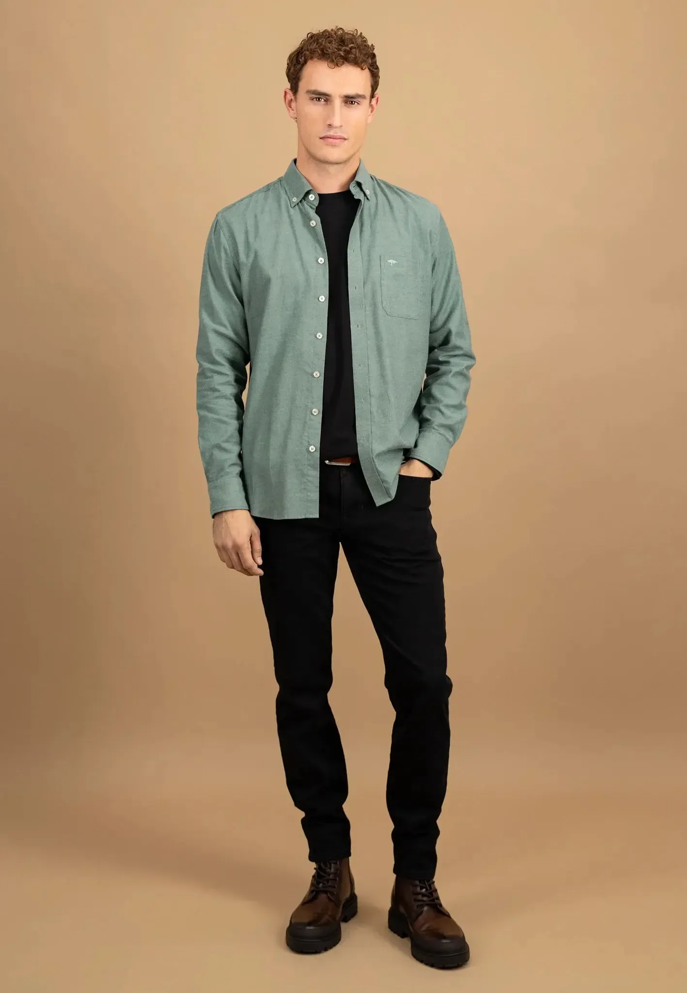 50% OFF - FYNCH HATTON Cotton Flannel Shirt – Men's Button-Down – Dark Ivy - Size: 2XL - Image 3