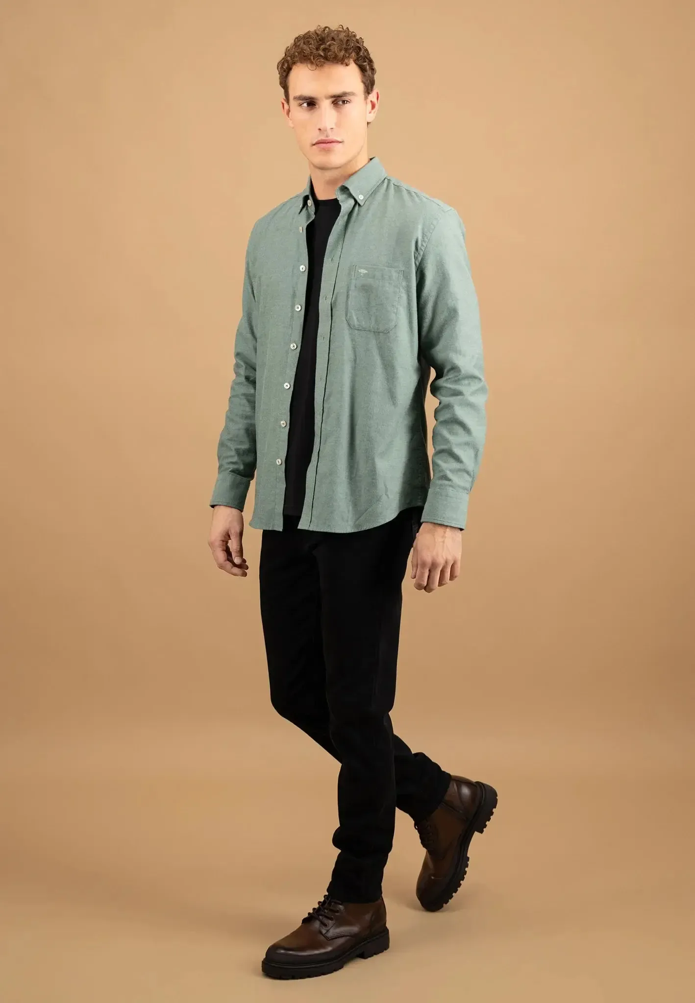 50% OFF - FYNCH HATTON Cotton Flannel Shirt – Men's Button-Down – Dark Ivy - Size: 2XL - Image 5