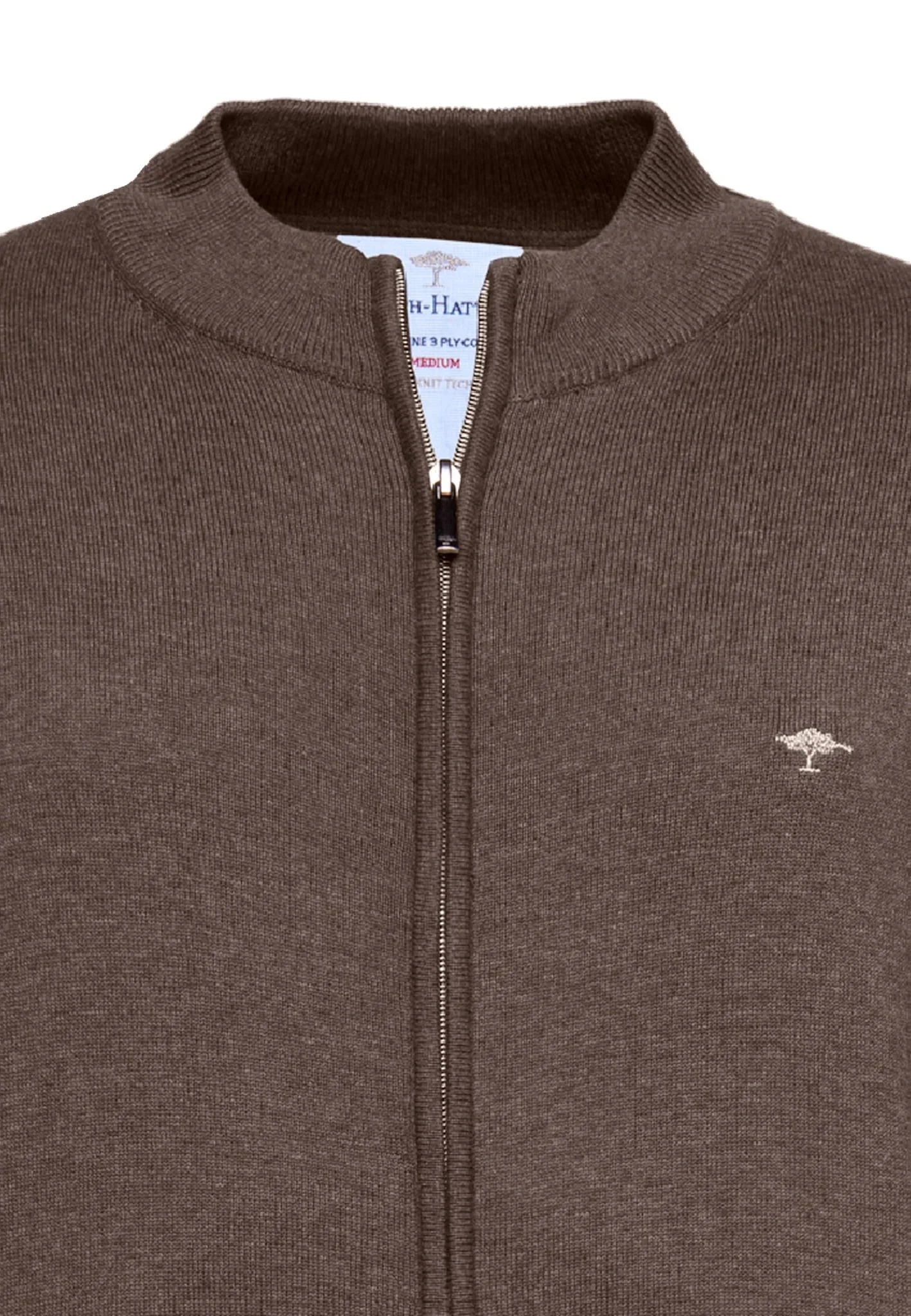 FYNCH HATTON Full Zip Cardigan - Men's Superfine Cotton – Earth - Image 2