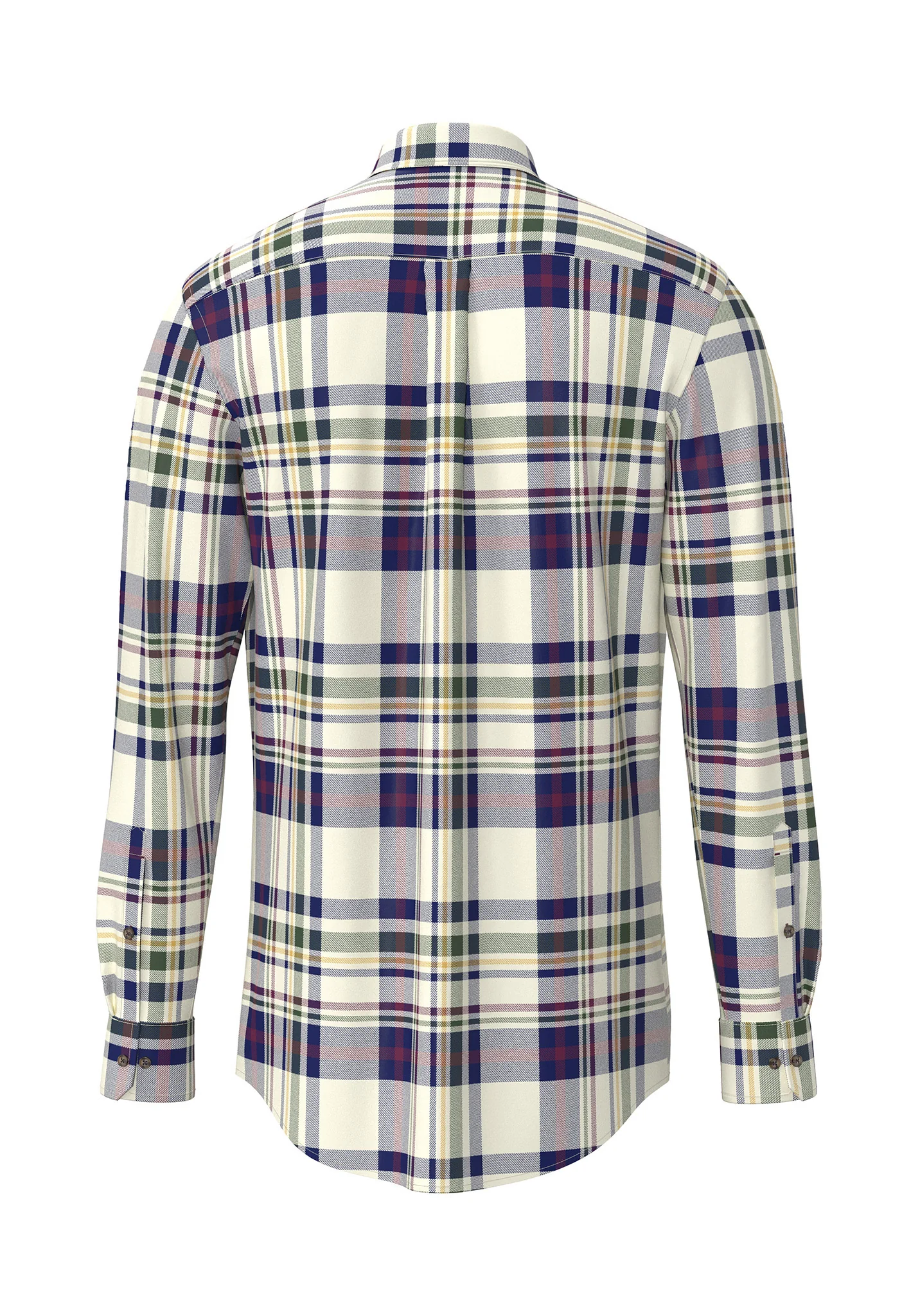 FYNCH-HATTON Multi Check Cotton Shirt – Men’s Button-Down – Deep Merlot - Image 3