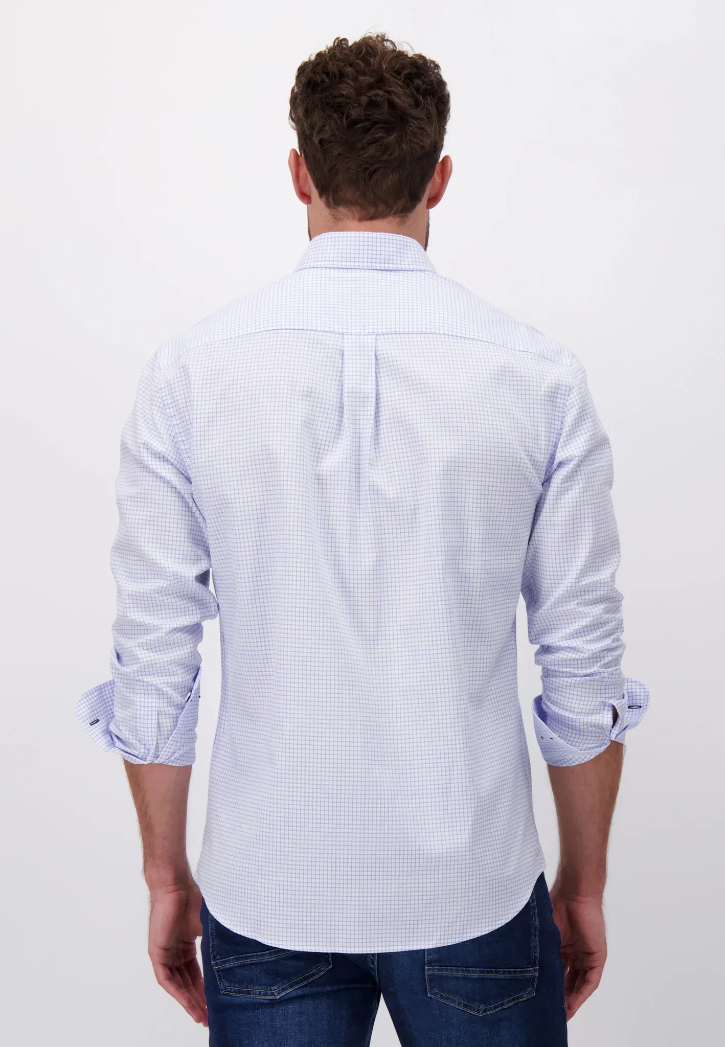 FYNCH HATTON Oxford Shirt - Men's Soft Cotton – Light Blue Check - Image 4