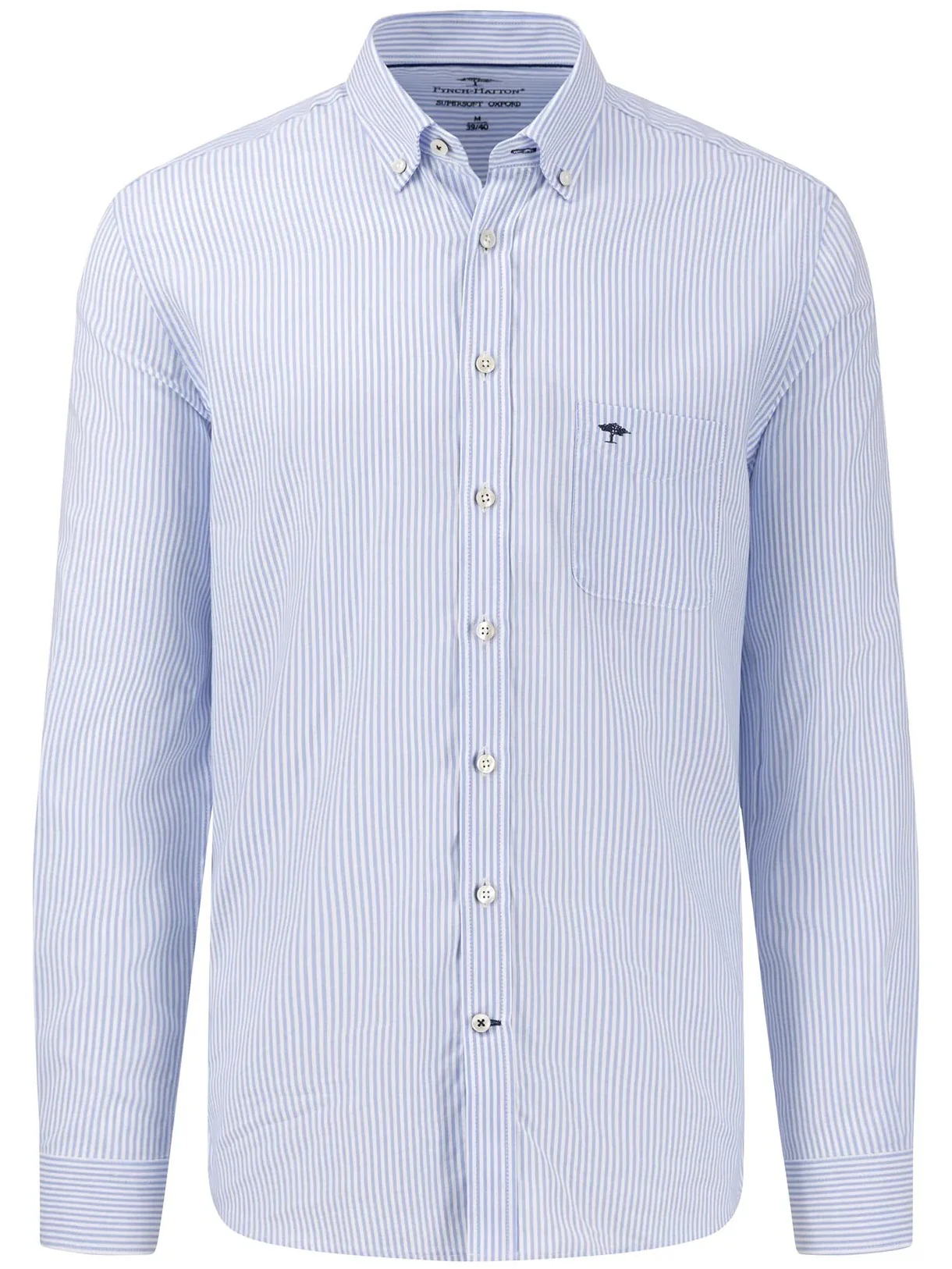 FYNCH HATTON Oxford Shirt - Men's Soft Cotton – Light Blue Stripe