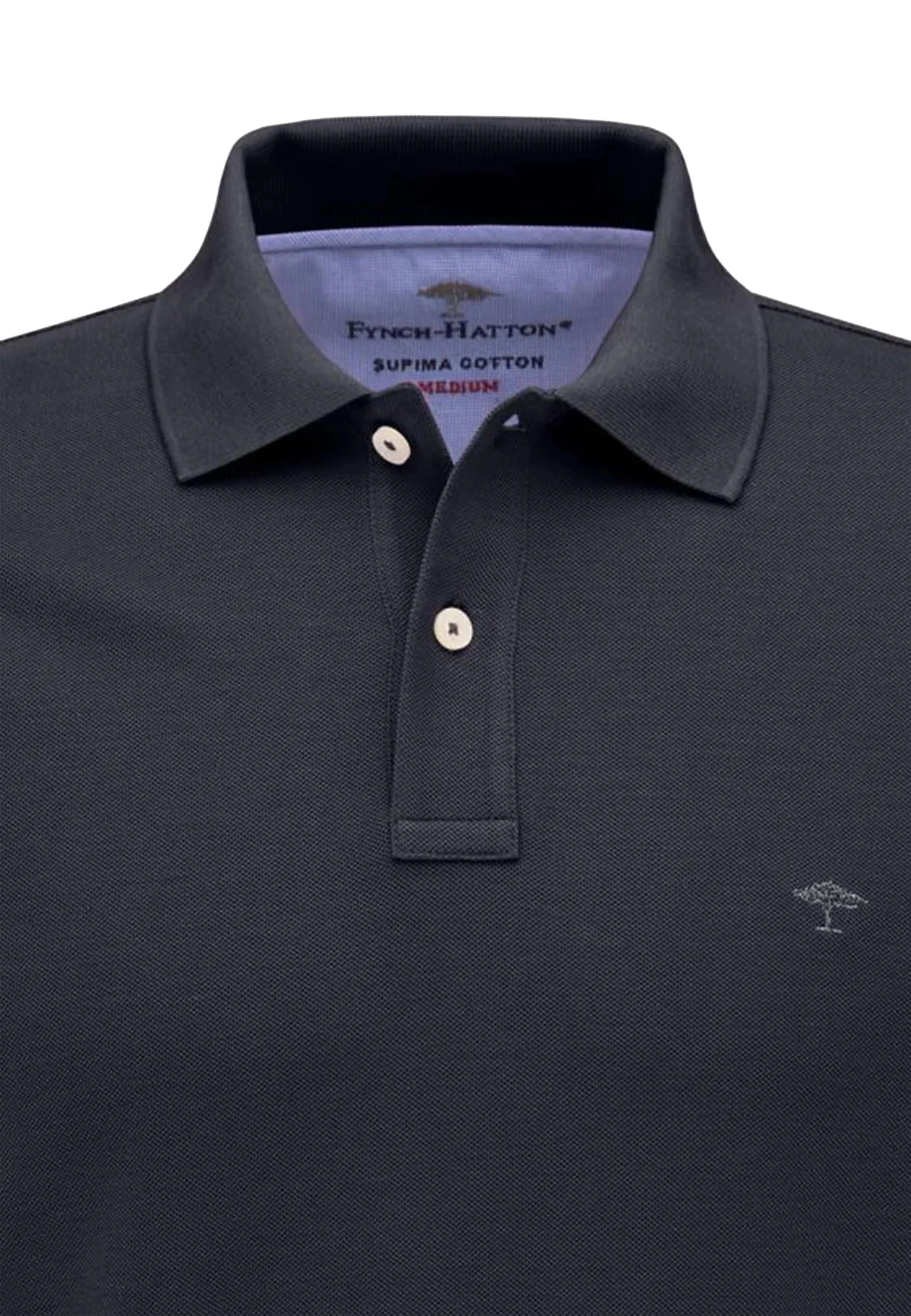 FYNCH HATTON Pique Polo Shirt - Men's Supima Cotton – Navy - Image 2