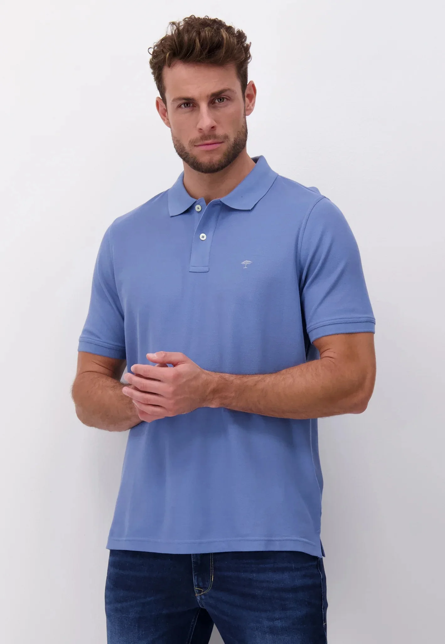 FYNCH HATTON Pique Polo Shirt - Men's Supima Cotton – Pacific - Image 2