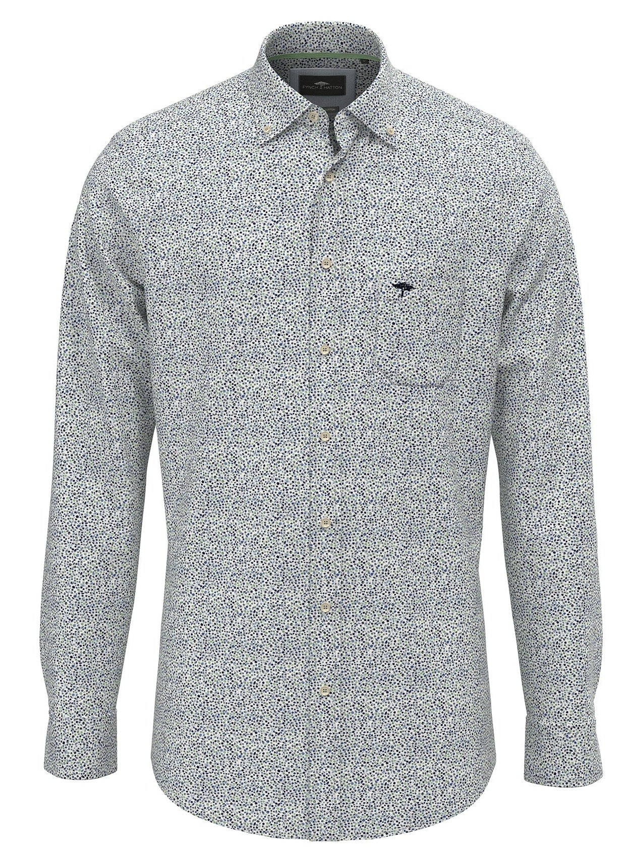 FYNCH HATTON Pure Cotton Shirt - Men's – Minimal Pattern Turf Green