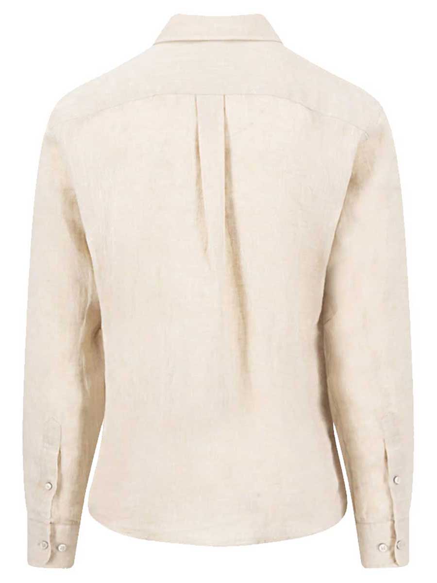 FYNCH HATTON Pure Linen Shirt - Men's – Sand - Image 4