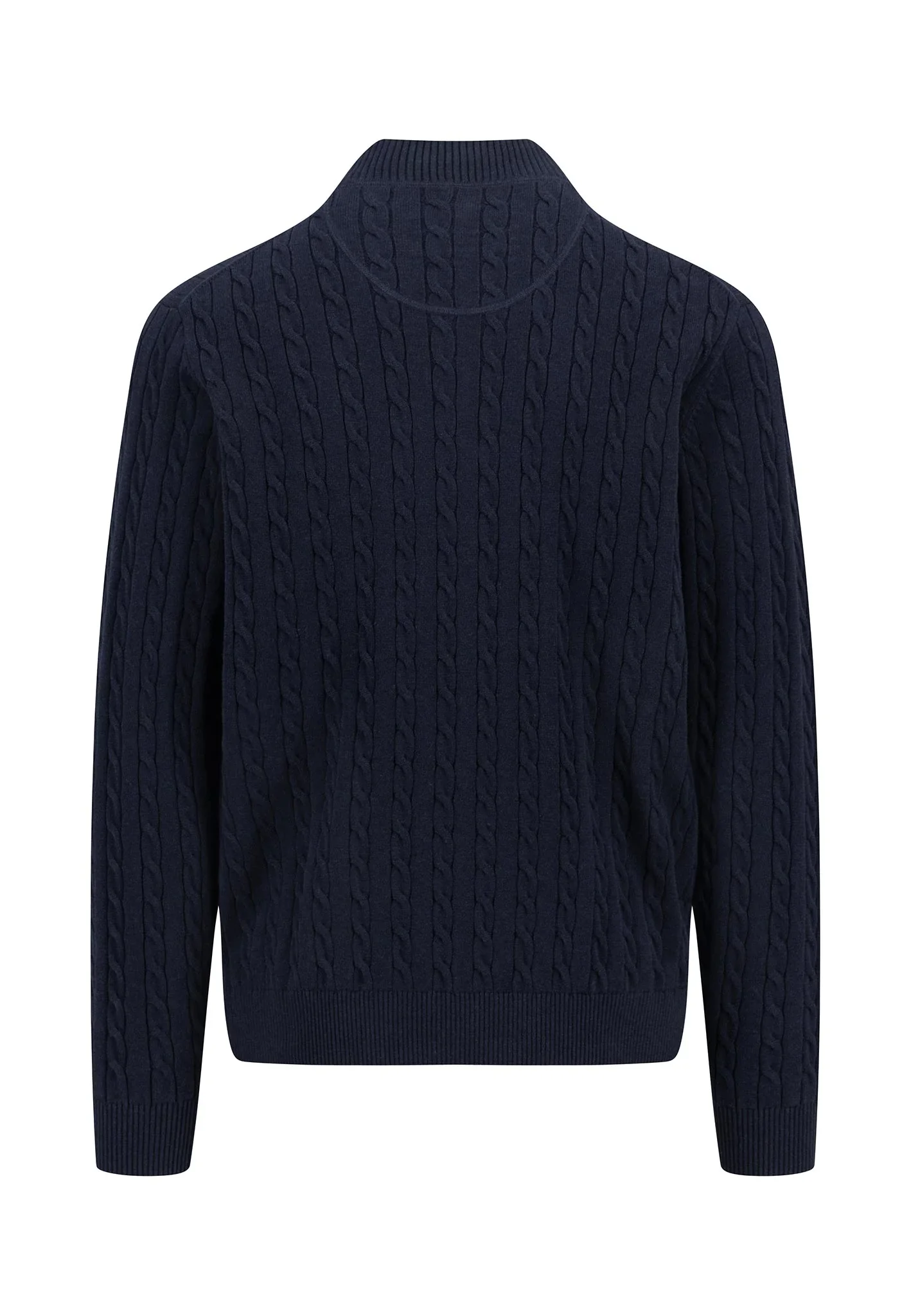 FYNCH HATTON Soft Cable Knit 1/4 Zip - Men's – Navy - Image 3