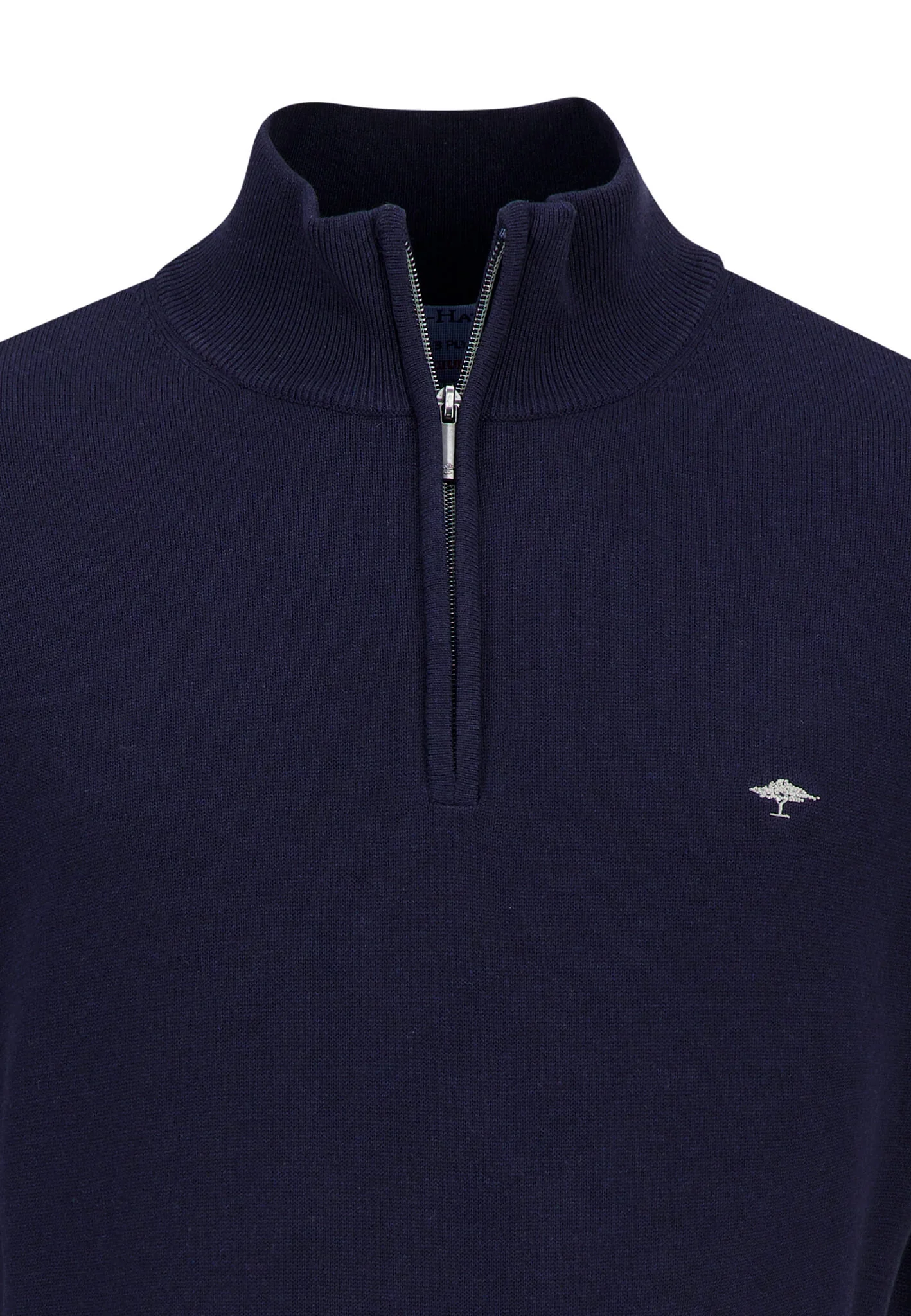 FYNCH-HATTON Superfine Cotton 1/4 Zip Knit – Men’s – Navy - Image 3