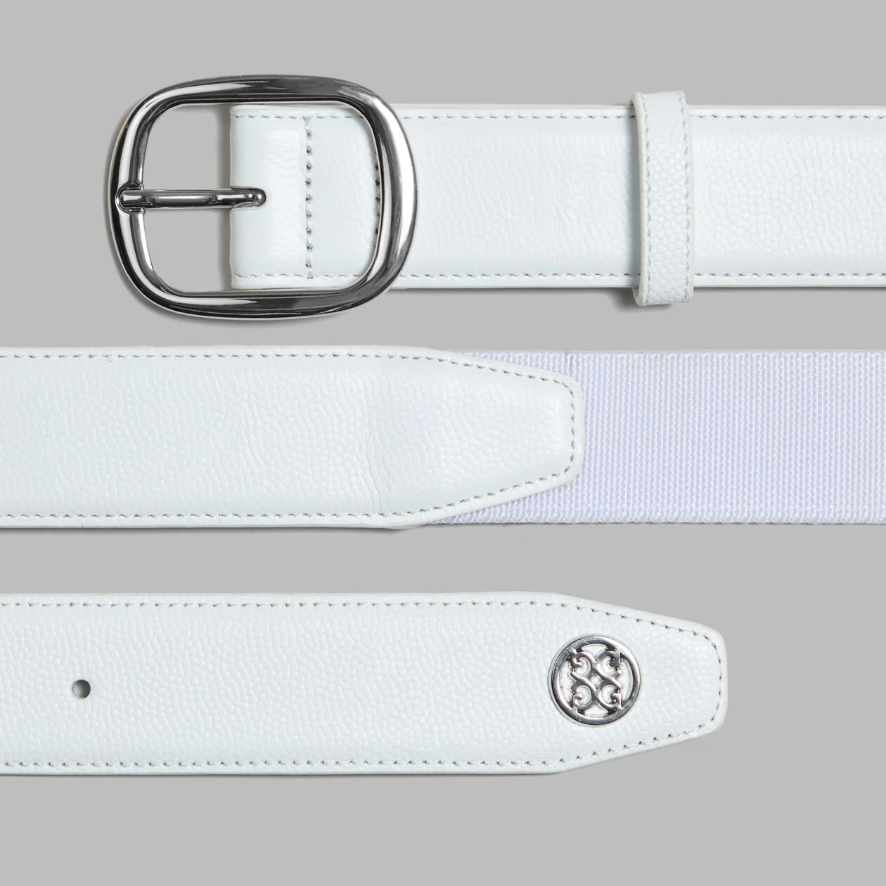 G/FORE Men's Circle G's Webbed Belt – Pebble Full Grain Leather – Snow - Image 3