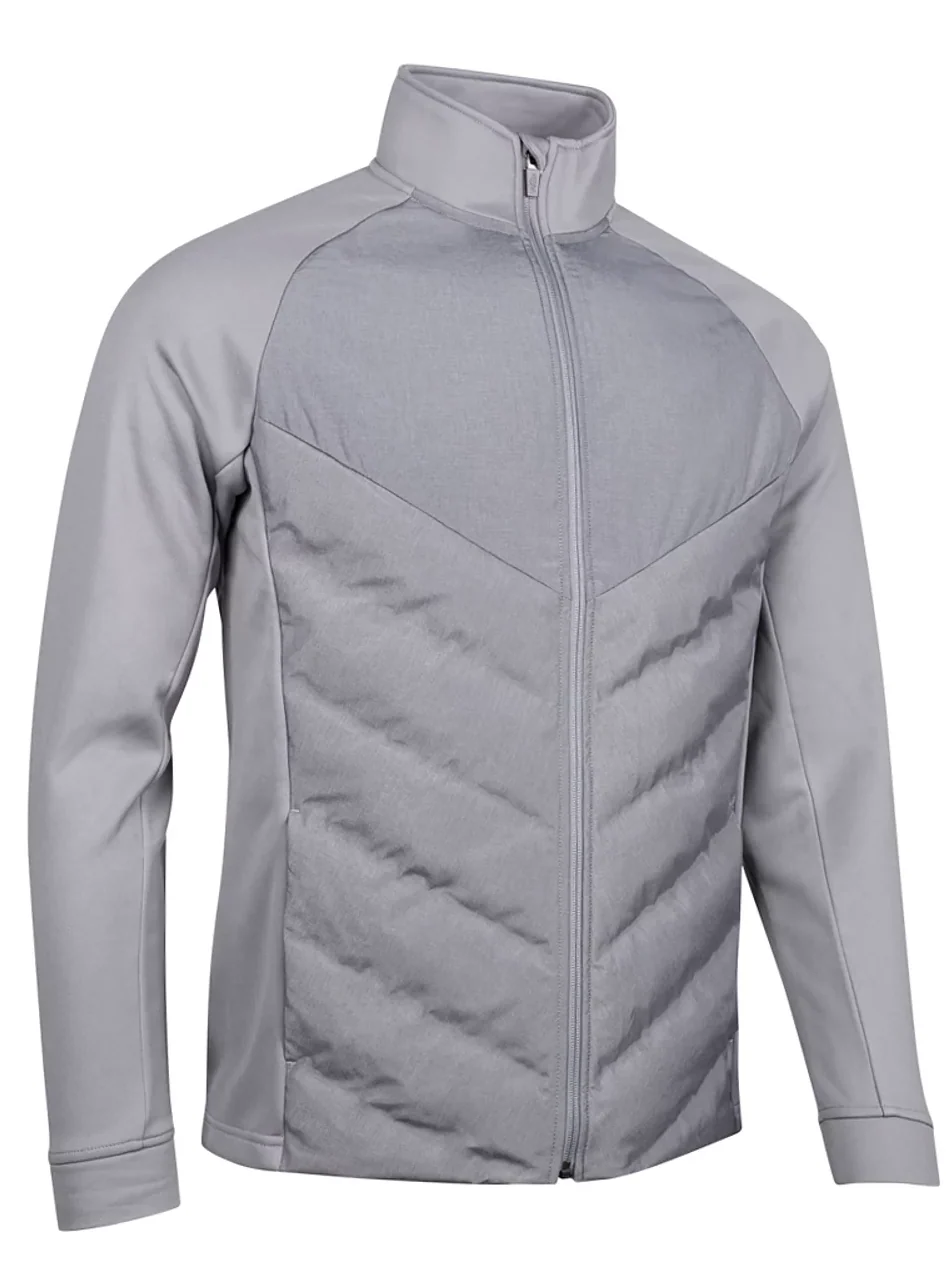 GLENMUIR Arden Full Zip Thermal Chevron Performance Golf Jacket - Men's - Mid Grey Marl