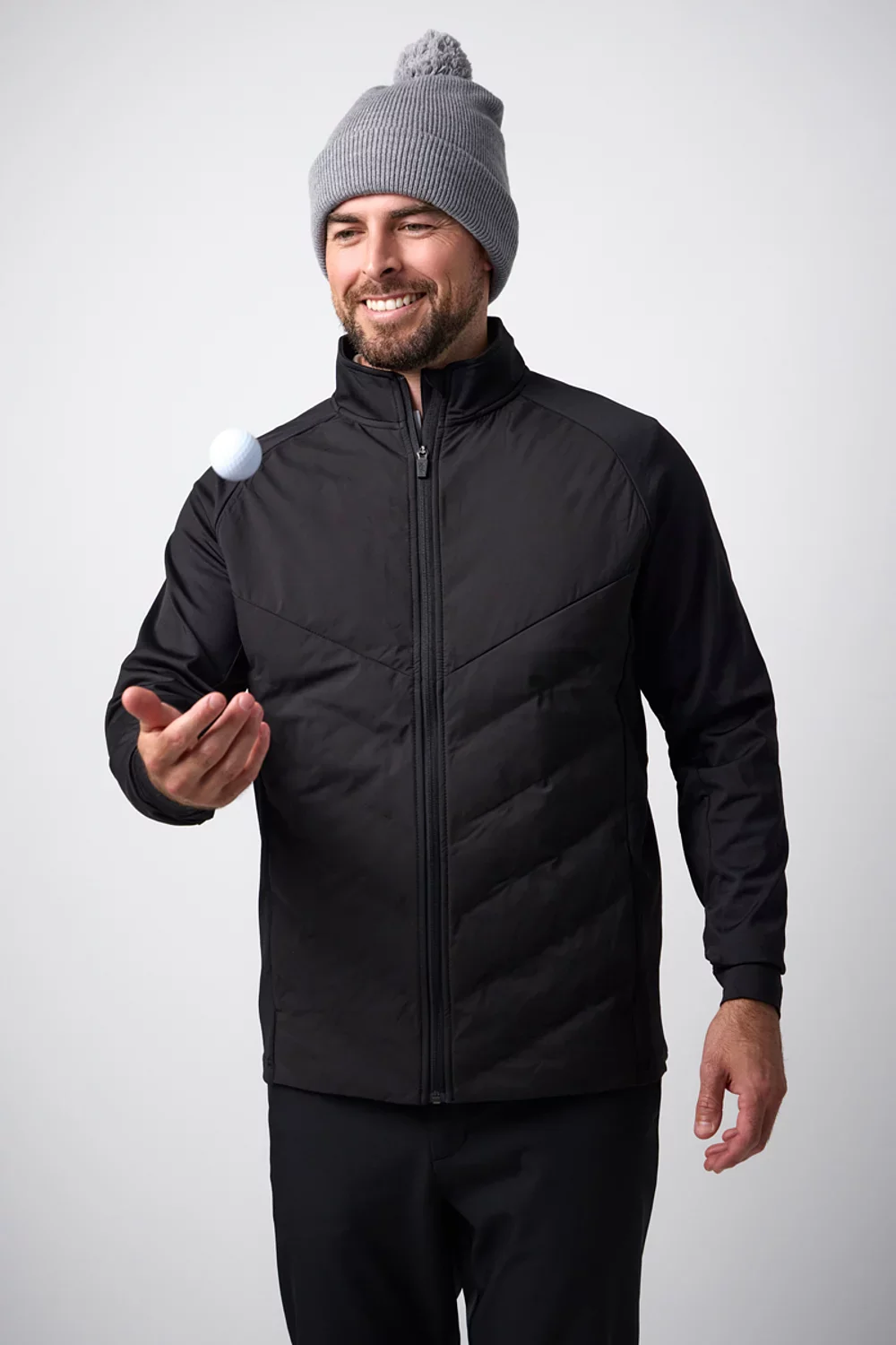 GLENMUIR Arden Full Zip Thermal Chevron Performance Golf Jacket - Men's - Black - Image 2