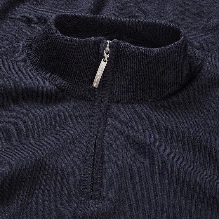 GLENMUIR Jasper Quarter Zip Merino Wool Sweater - Mens - Navy - Image 2