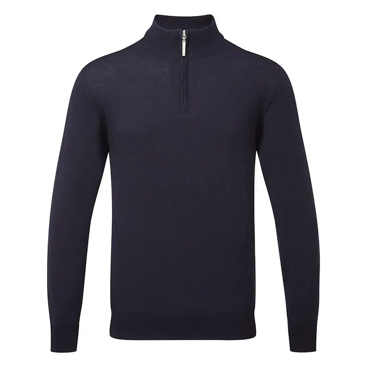 GLENMUIR Jasper Quarter Zip Merino Wool Sweater - Mens - Navy - Image 3