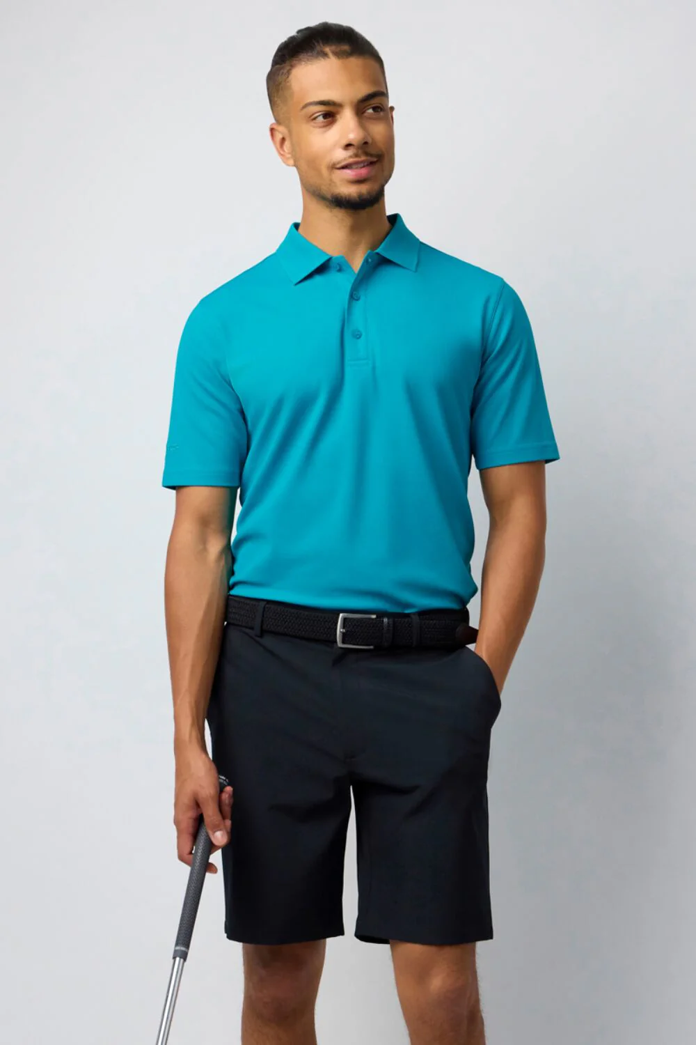 GLENMUIR Men's Deacon Performance Piqué Golf Polo Shirt – Black - Image 2