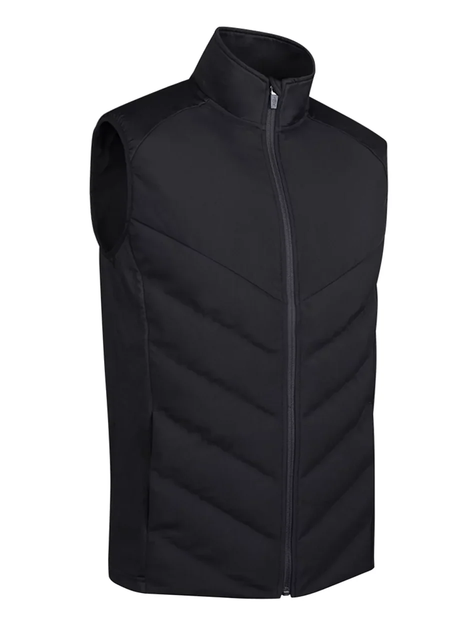 GLENMUIR Newton Full Zip Thermal Chevron Performance Golf Gilet - Men's - Black