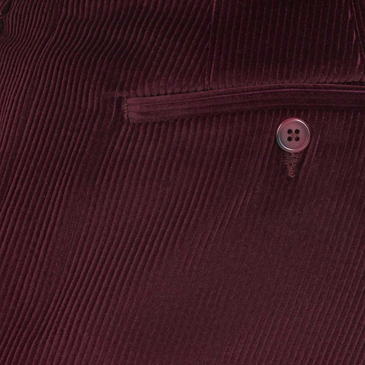GURTEEN Verona Stretch Cord Trousers - Wine - Image 2