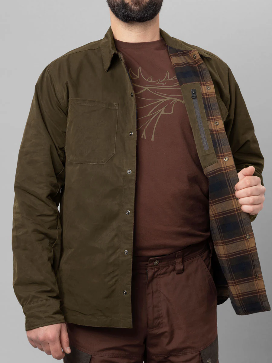HARKILA Eirik Reversible Shirt Jacket - Mens - Dark Warm Olive/Burgundy Check - Image 2