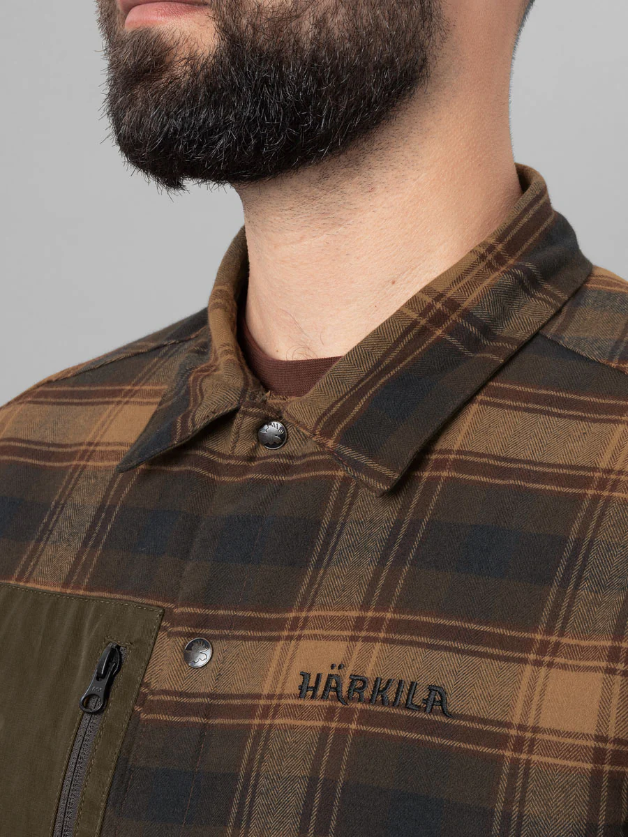 HARKILA Eirik Reversible Shirt Jacket - Mens - Dark Warm Olive/Burgundy Check - Image 6