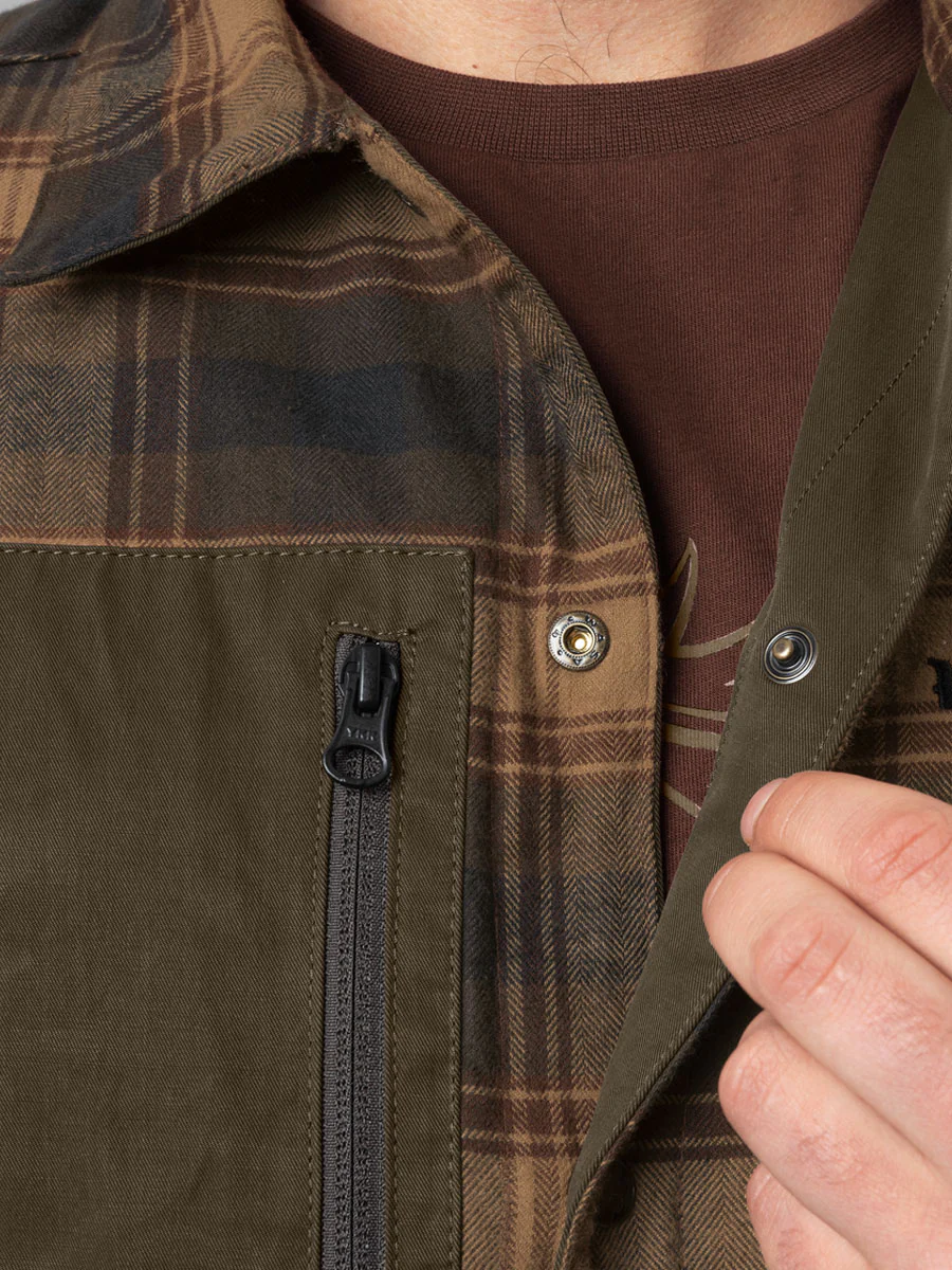 HARKILA Eirik Reversible Shirt Jacket - Mens - Dark Warm Olive/Burgundy Check - Image 7