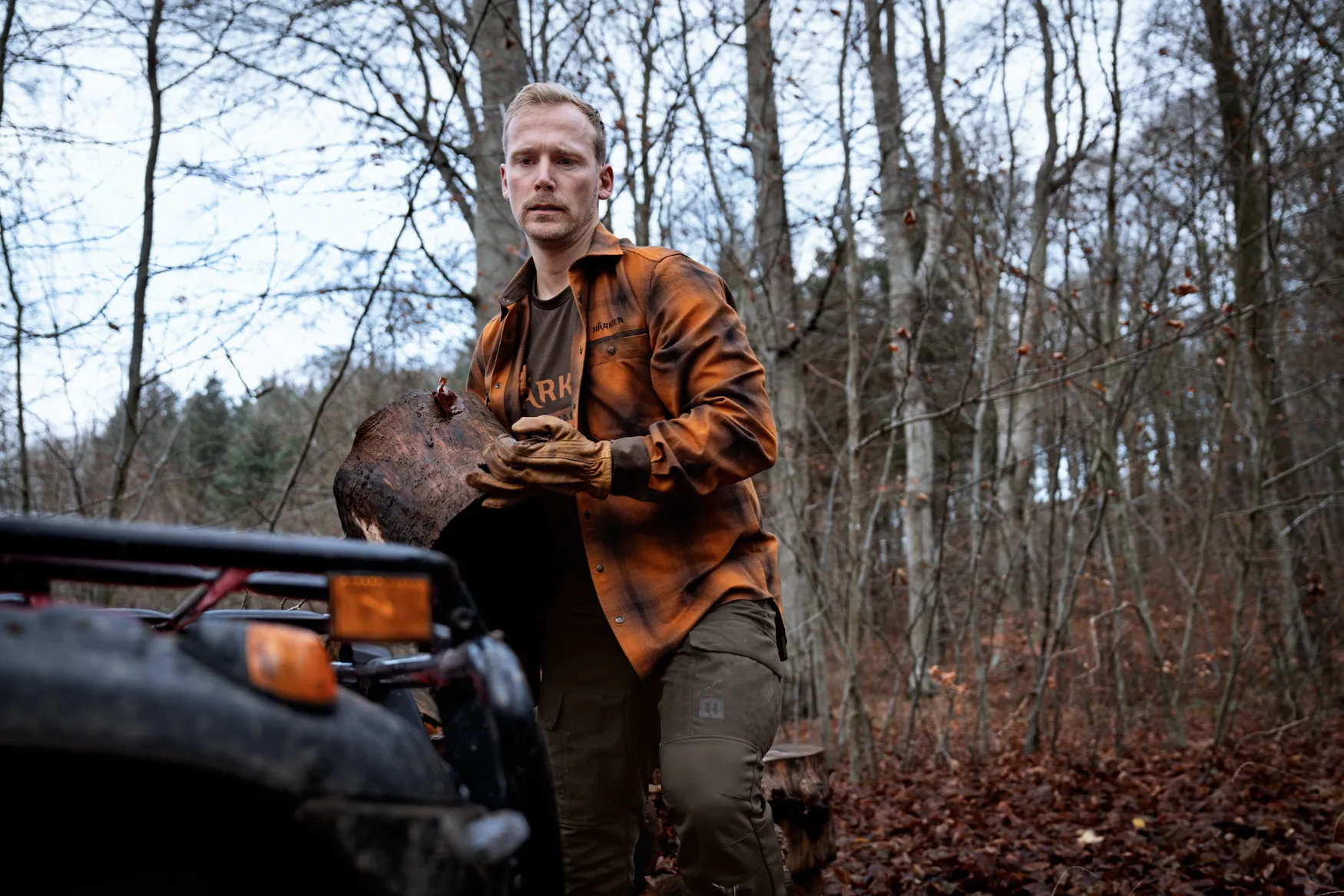 HARKILA Folke Long Sleeve Shirt - Mens - Maple Check - Image 10