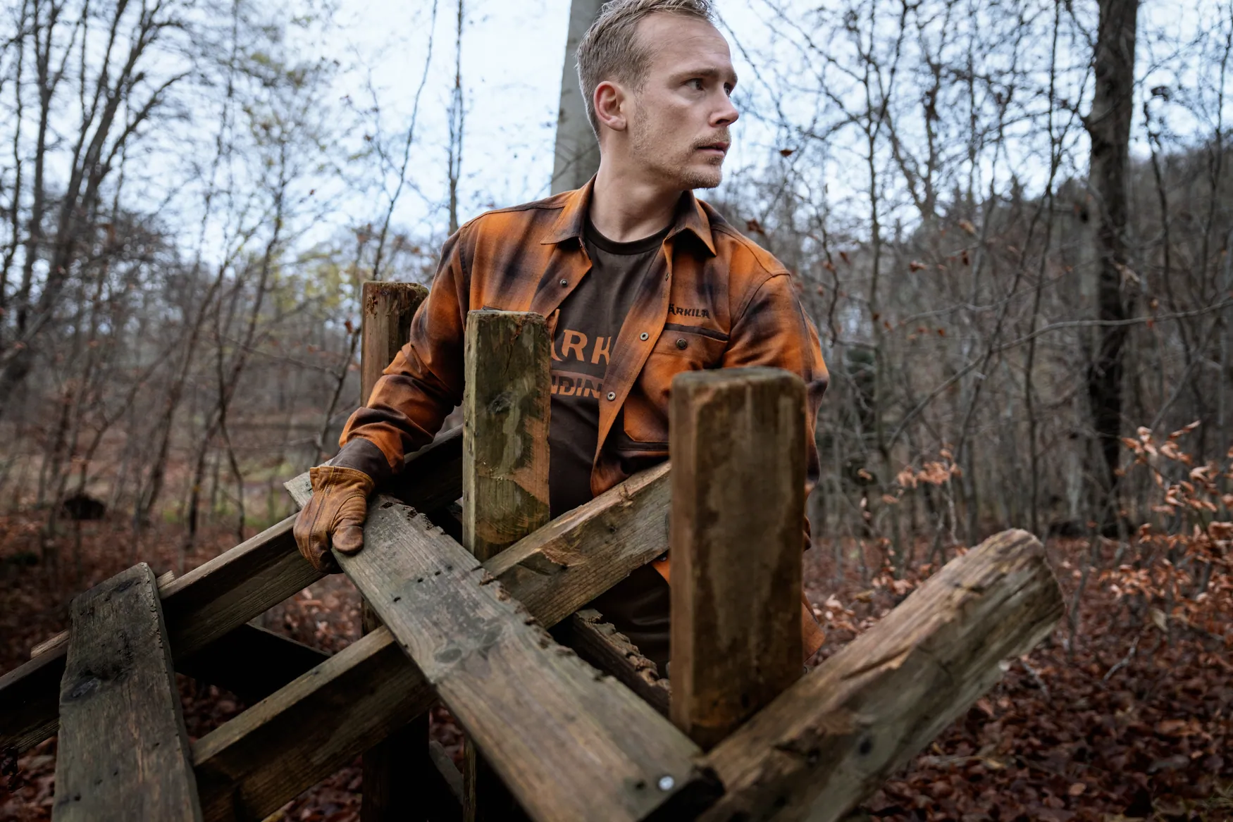 HARKILA Folke Long Sleeve Shirt - Mens - Maple Check - Image 11