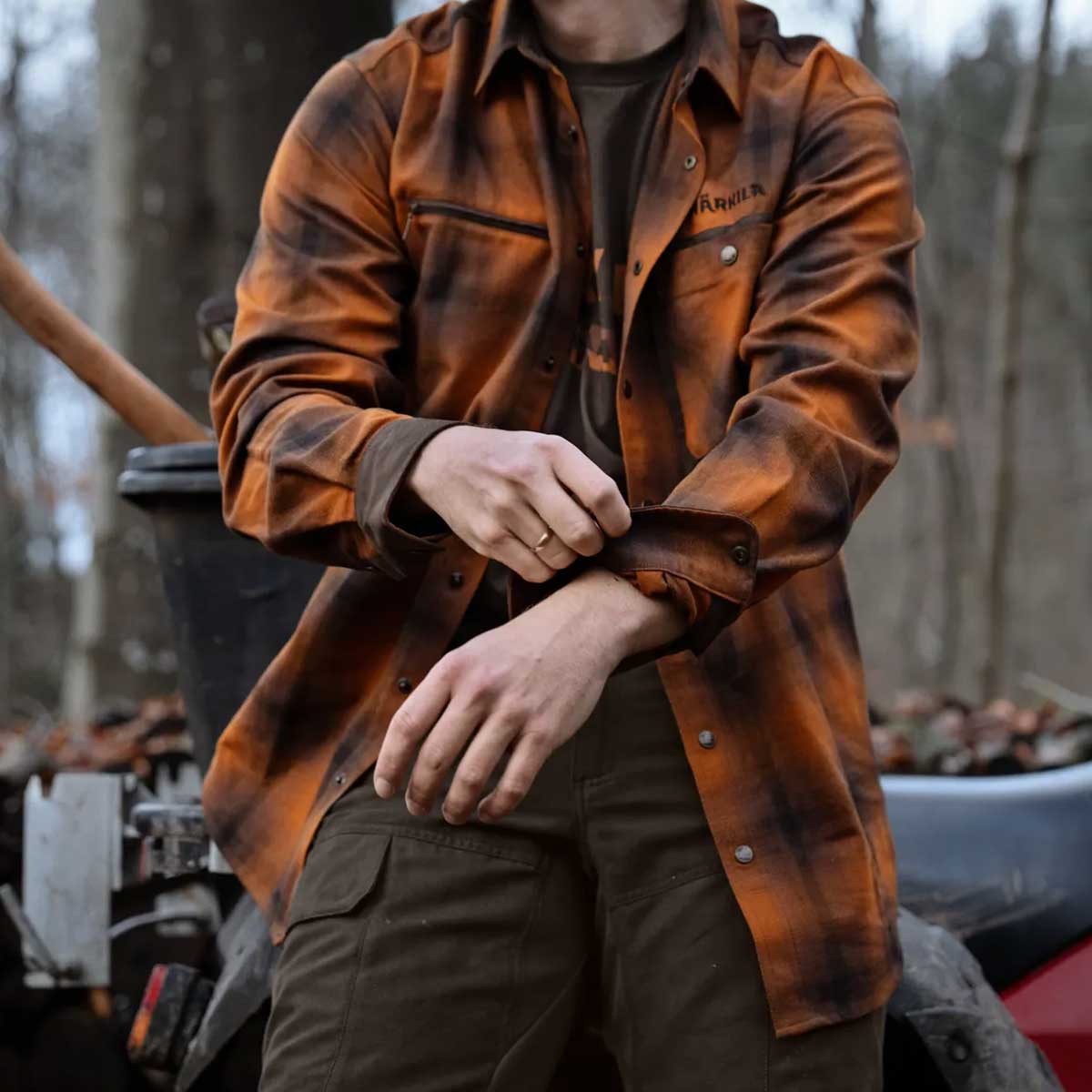 HARKILA Folke Long Sleeve Shirt - Mens - Maple Check - Image 2