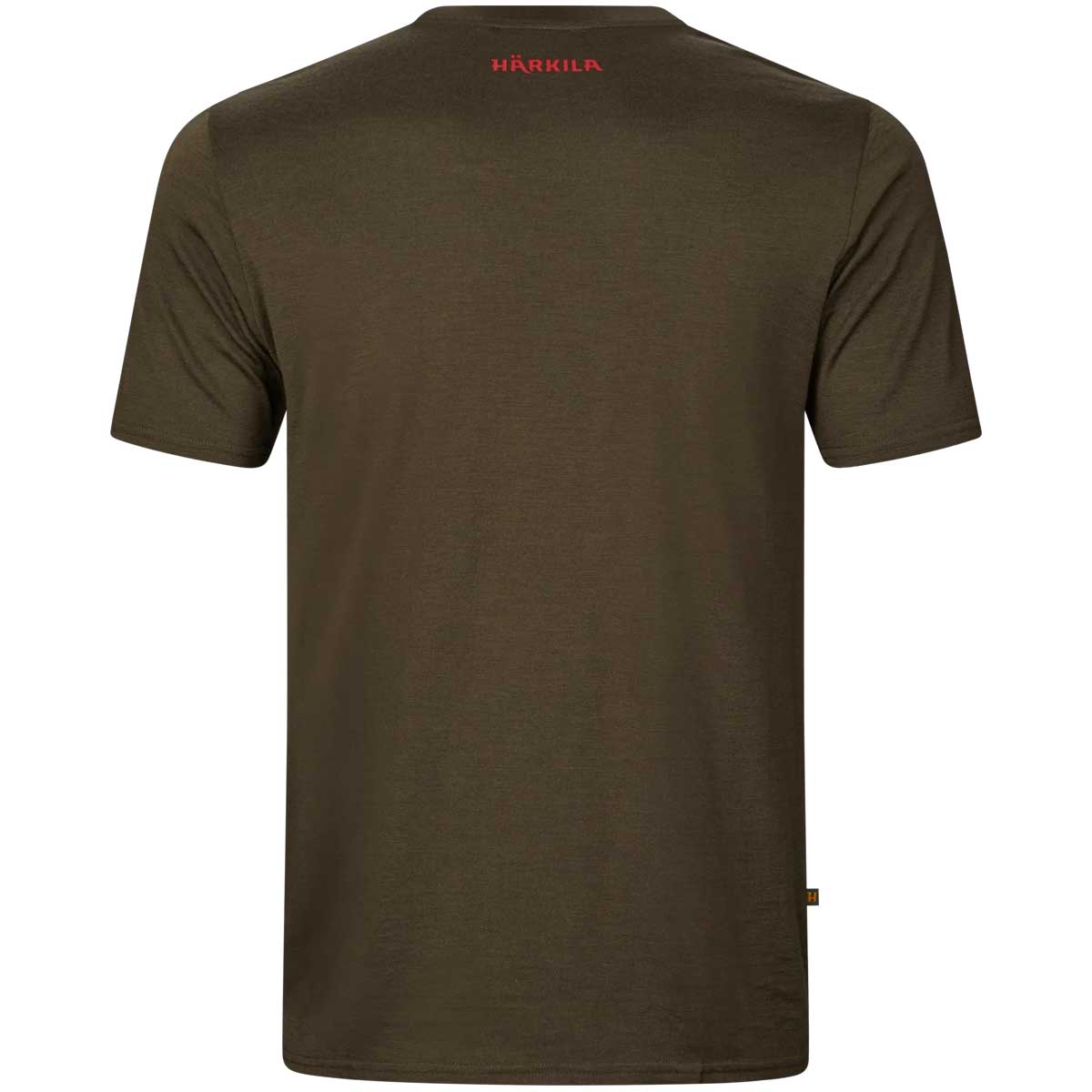 HARKILA Game T-shirt - Merino Wool - Mens - Willow Green Moose - Image 3