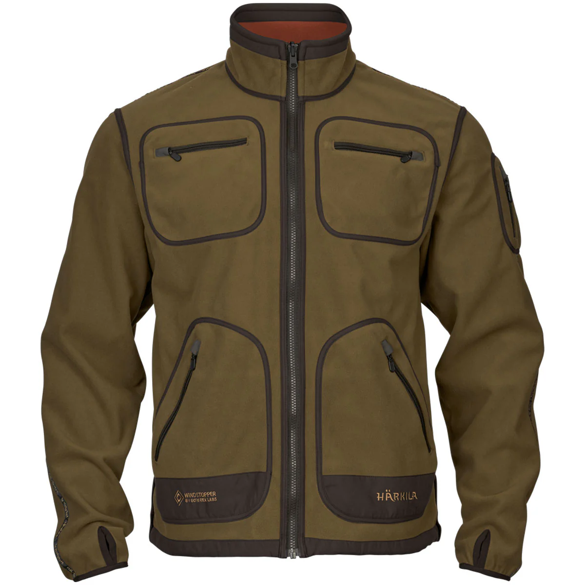 HARKILA Kamko Fleece - Mens Reversible Windstopper - Dark Olive / Arabian Spice