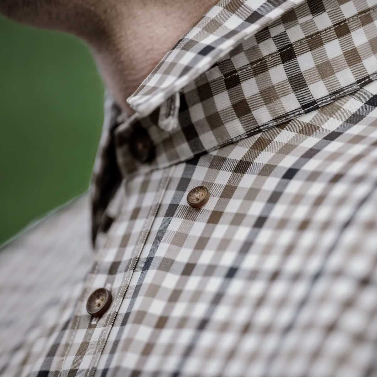 HARKILA Milford Shirt - Mens Fine Twill Cotton - Blue / Beige Check - Image 3