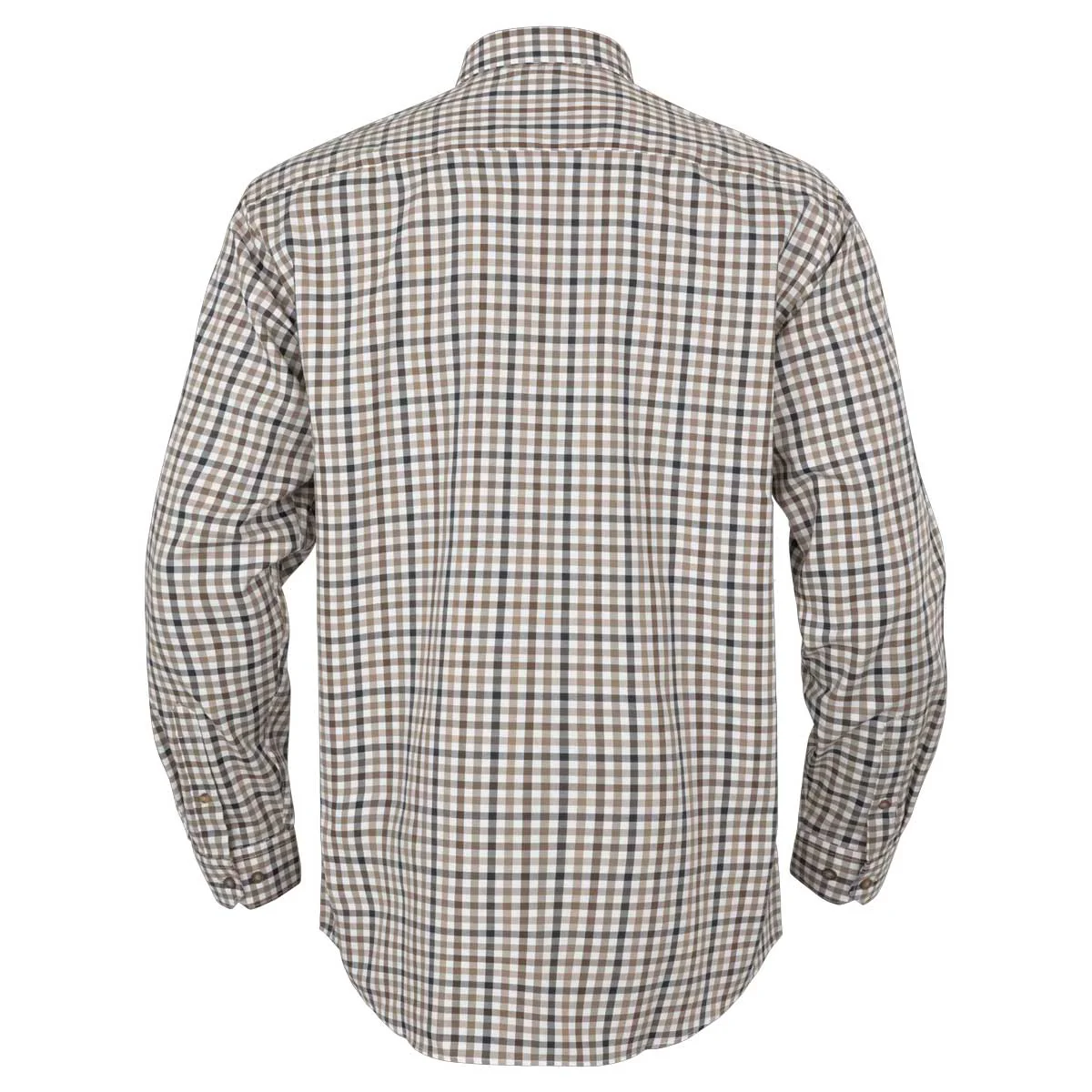 HARKILA Milford Shirt - Mens Fine Twill Cotton - Blue / Beige Check - Image 4