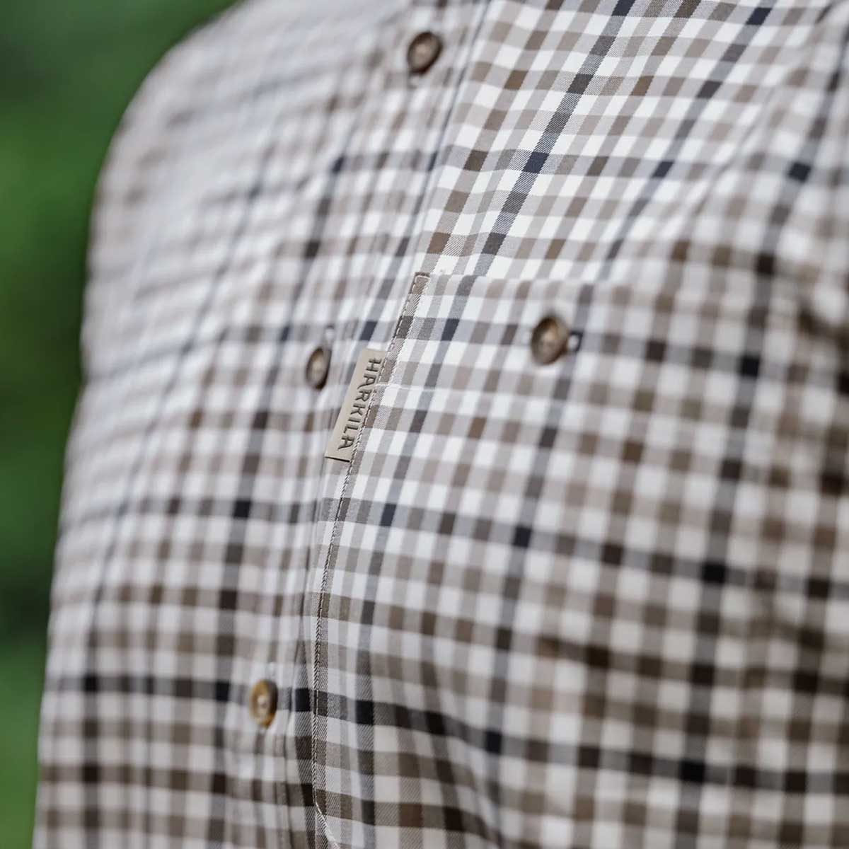 HARKILA Milford Shirt - Mens Fine Twill Cotton - Blue / Beige Check - Image 7
