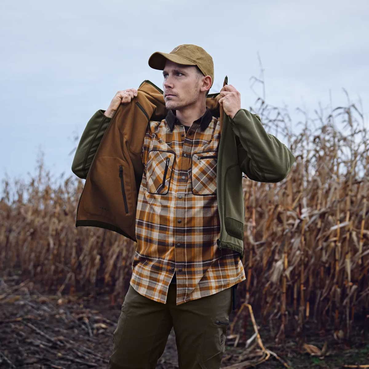 HARKILA Pajala Shirt - Mens Brushed Cotton - Cornstalk Check - Image 3