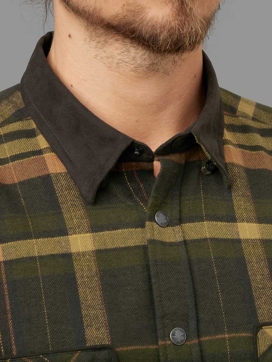 HARKILA Pajala Shirt - Mens Brushed Cotton - Green/Brown Check - Image 4