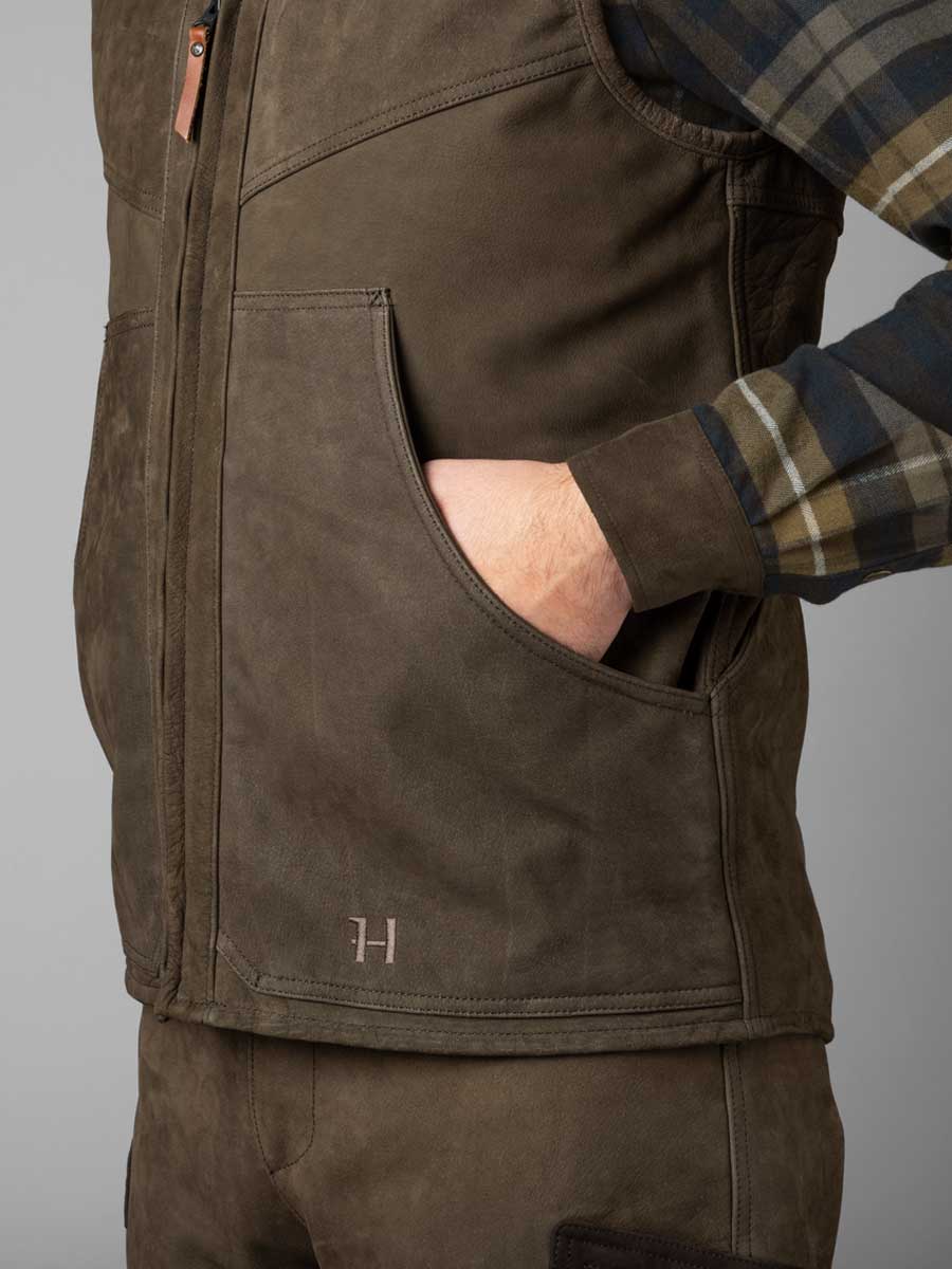 HARKILA Pro Hunter Leather Waistcoat - Mens - Willow Green - Image 8