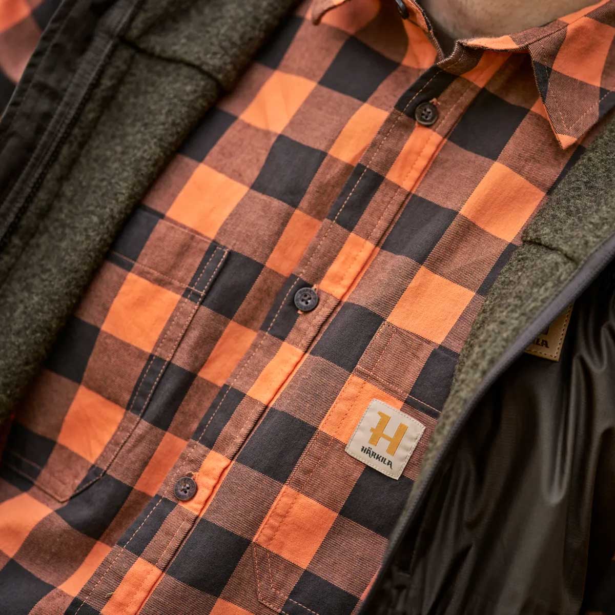 HARKILA Scandinavian Long Sleeve Shirt - Mens - Mandarin Check - Image 5