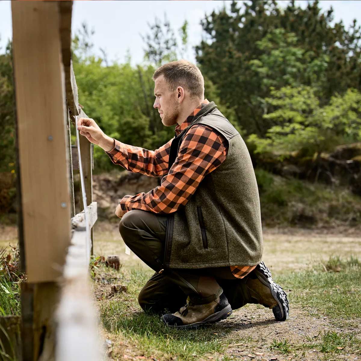 HARKILA Scandinavian Long Sleeve Shirt - Mens - Mandarin Check - Image 8