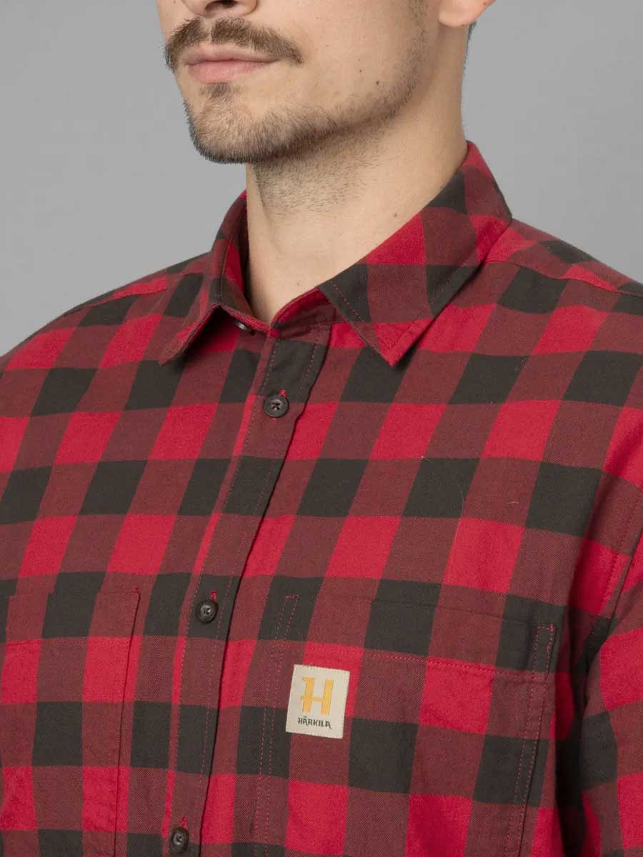 HARKILA Scandinavian Long Sleeve Shirt - Mens - Red Check - Image 5