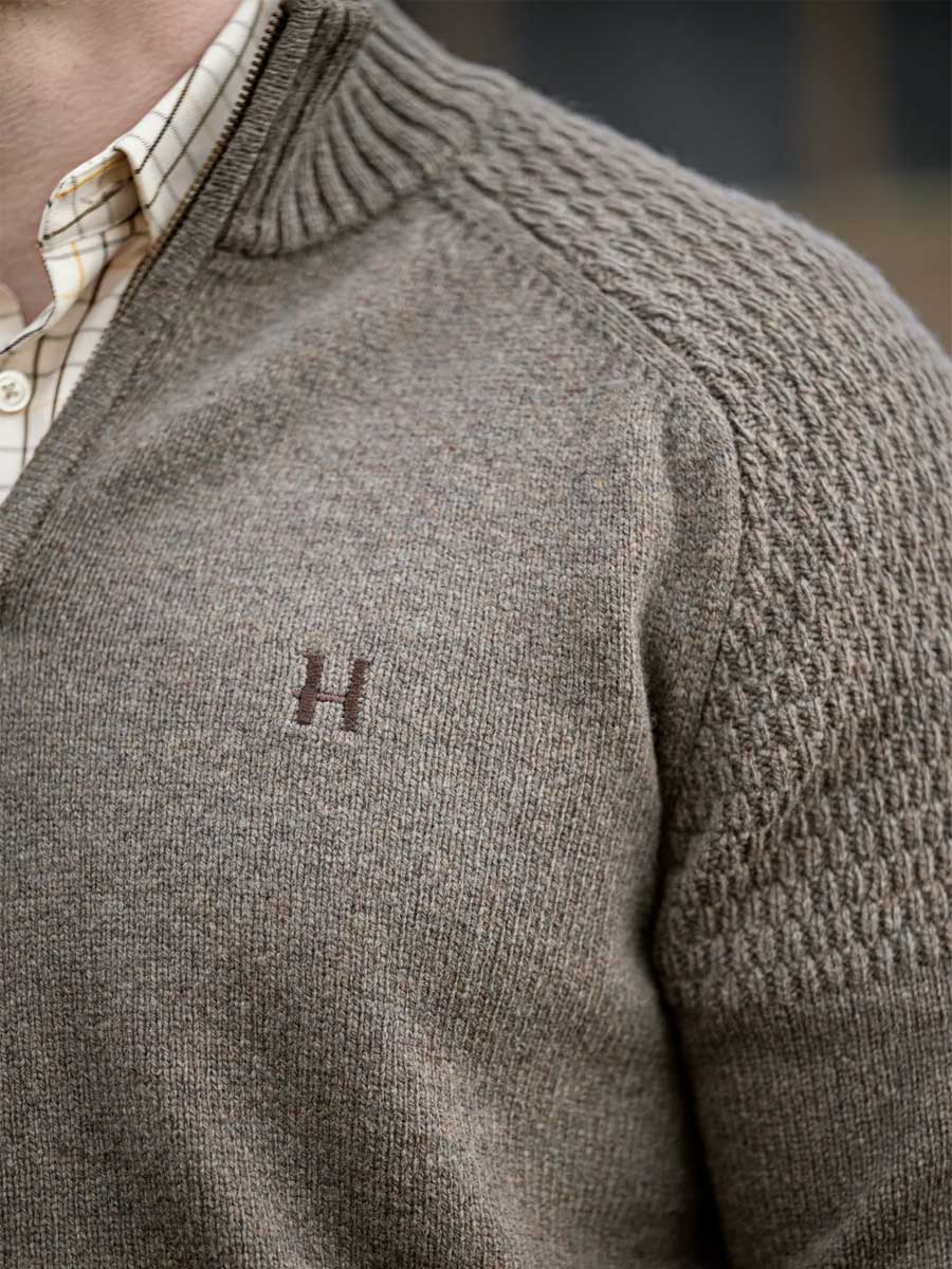 HARKILA Vincent Merino Half Zip Pullover - Mens - Dark Sand - Image 5