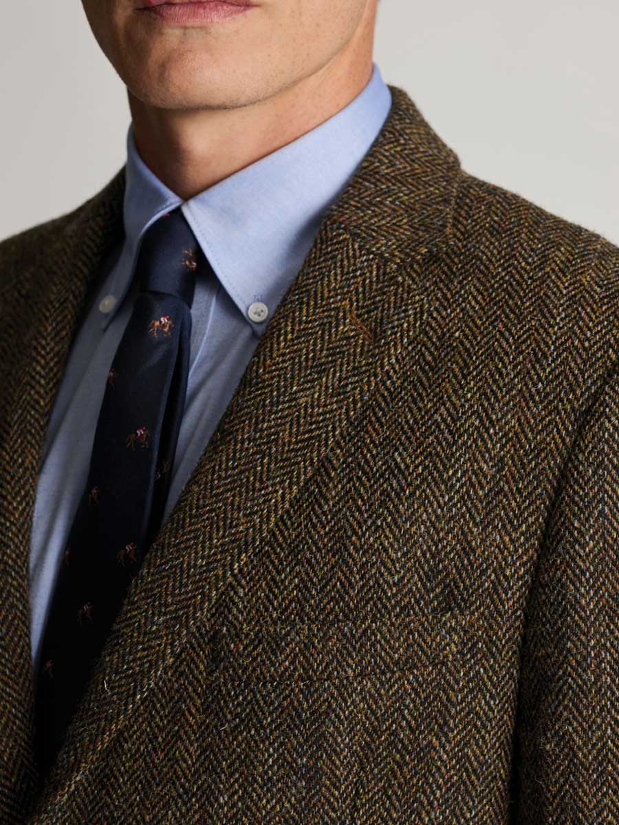 HARRIS TWEED Dumfries Tailored Fit Jacket - Mens - Brown Herringbone - Image 6