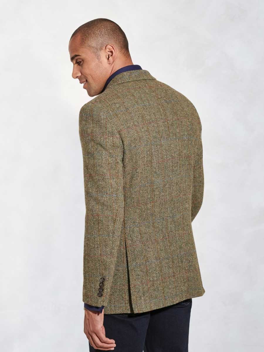HARRIS TWEED Stromay Jacket - Mens - Olive Green with Check - Image 3