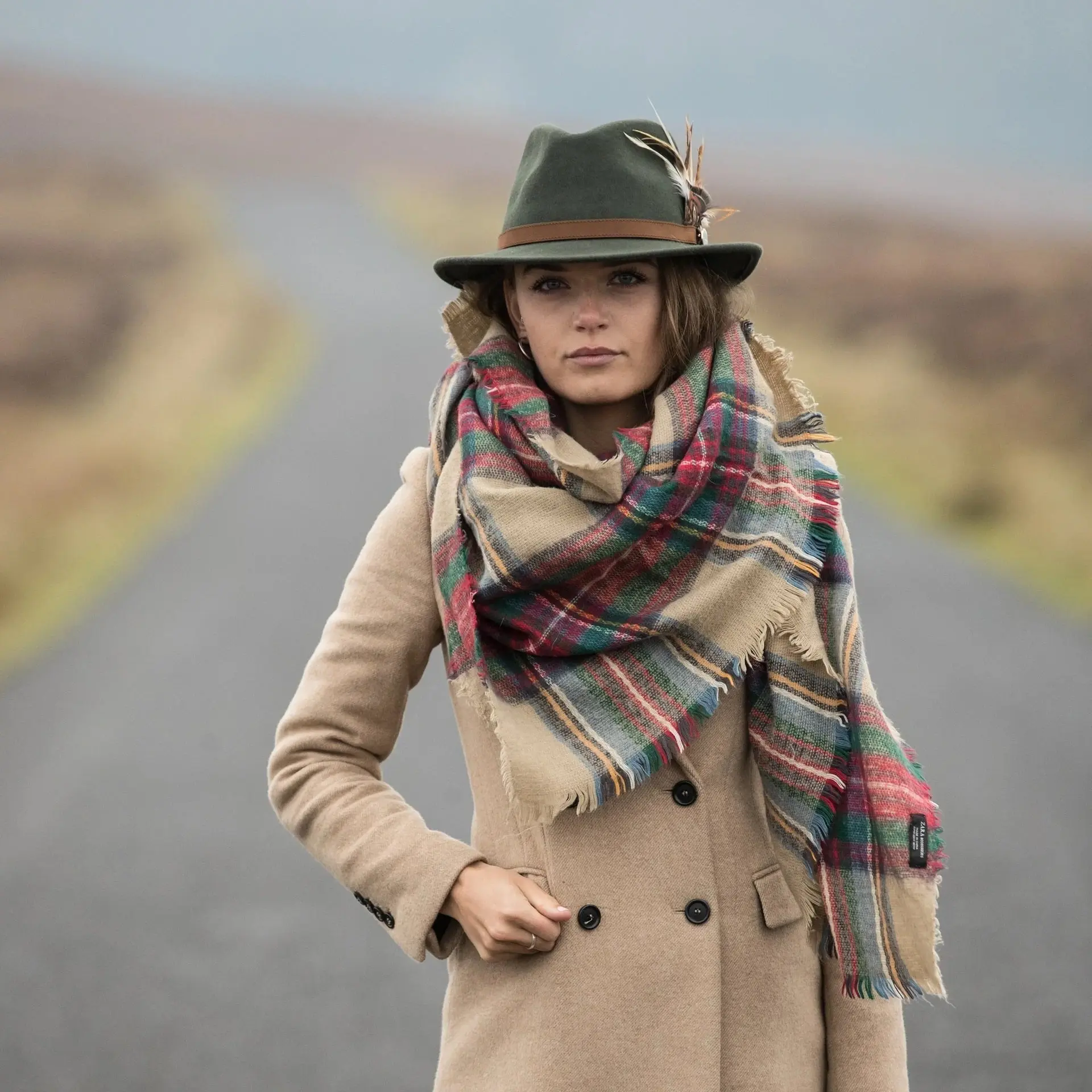 HICKS & BROWN Ladies Suffolk Fedora Hat - Guinea and Pheasant Feather - Olive - Image 2