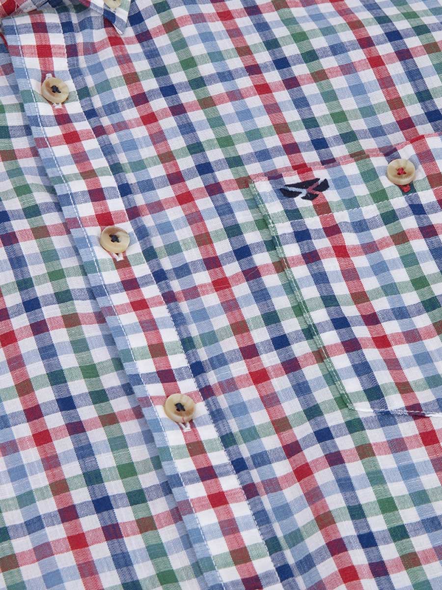 HOGGS OF FIFE Aberdour Short Sleeve Checked Shirt - Mens - Green / Red - Image 3